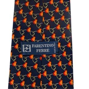 Farentino Ferre  Navy Pear Patterned Tie Made In Italy OS